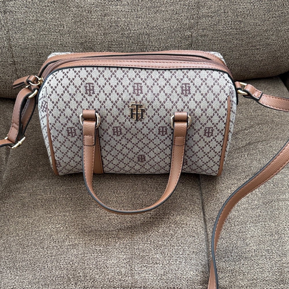 Tommy Hilfiger Elegant Brown and Cream MINI Satchel